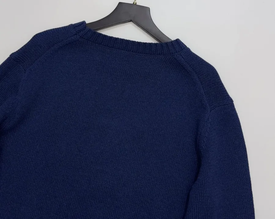 Round-Neck Knitted Long-Sleeve Pullover in Navy, product view 16