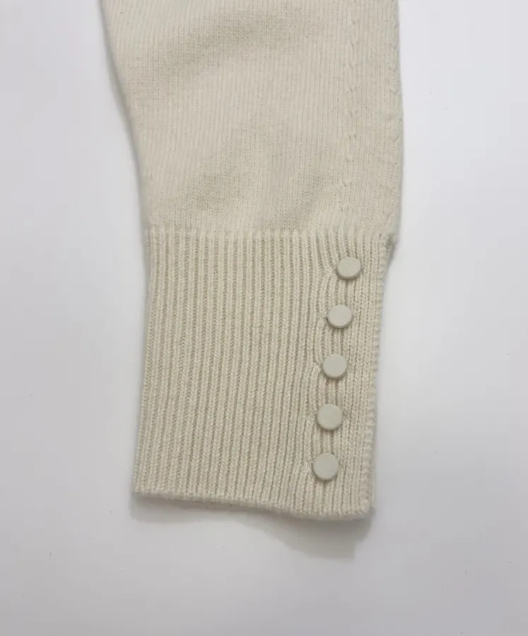 Ivory Bow-Appliqué Crew-Neck Knit Sweater in Off-White, product view 09