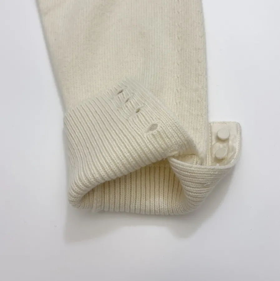 Ivory Bow-Appliqué Crew-Neck Knit Sweater in Off-White, product view 10