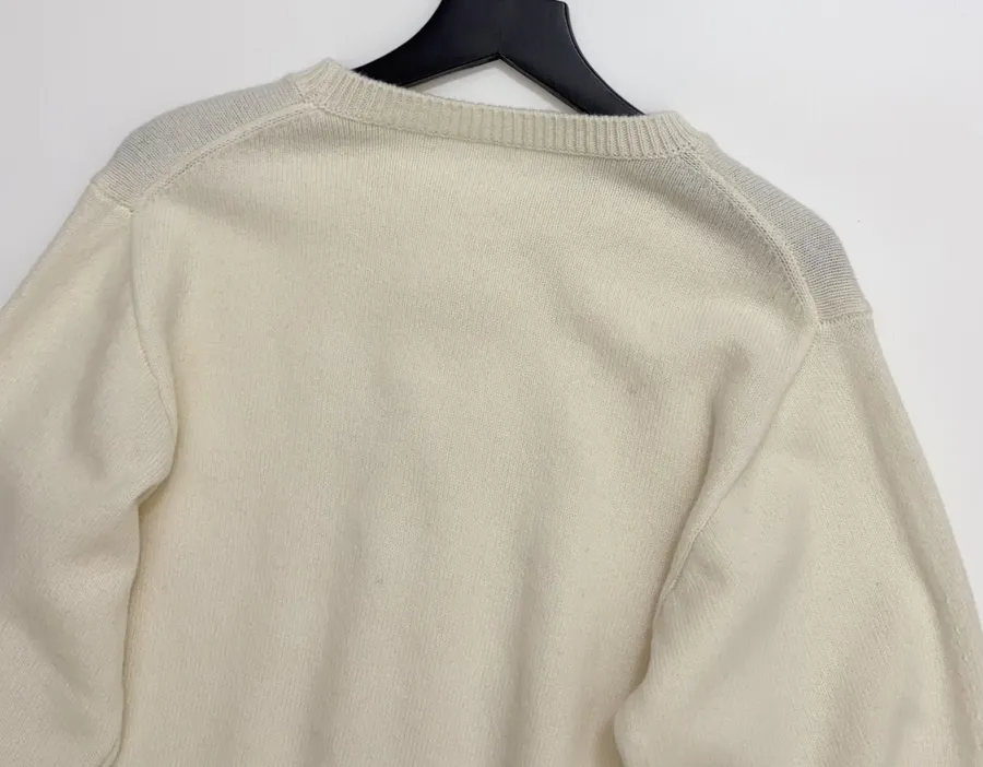 Ivory Bow-Appliqué Crew-Neck Knit Sweater in Off-White, product view 17