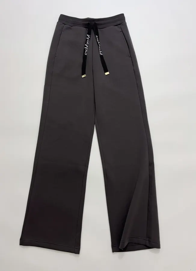 Loose Drawstring Long Pants, Casual Trousers in Black, product view