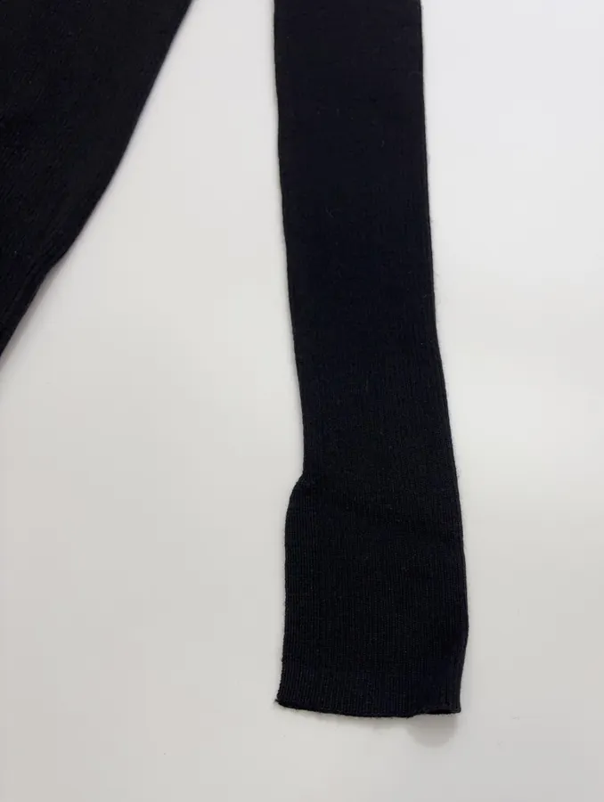 Black Mock-Neck Slim-Fit Long-Sleeve Knit Top in Black, product view 04