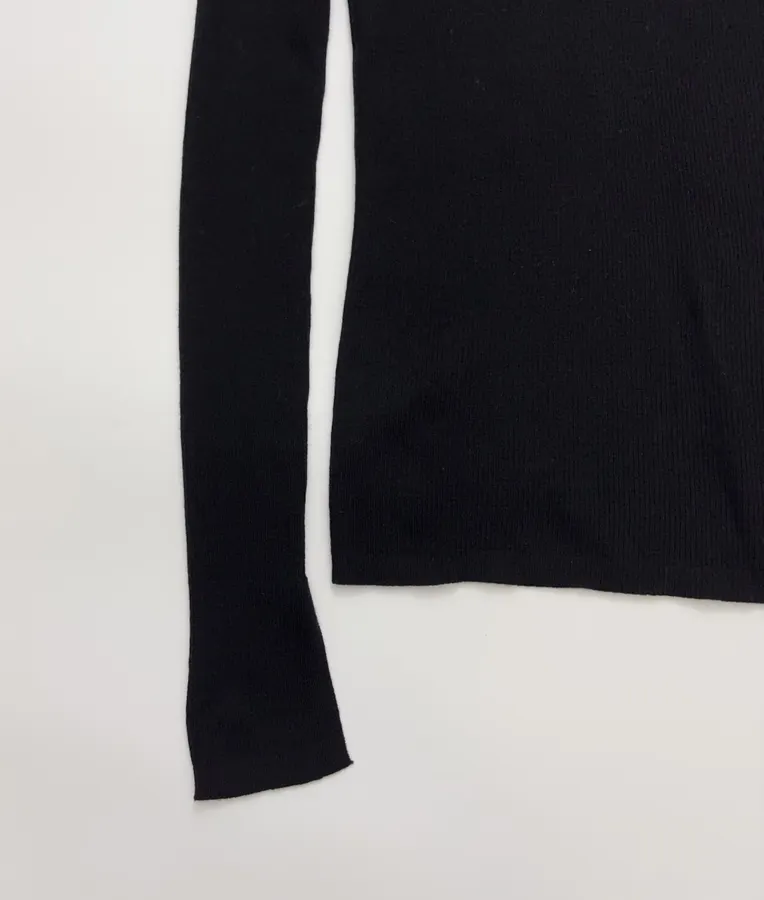 Black Mock-Neck Slim-Fit Long-Sleeve Knit Top in Black, product view 07