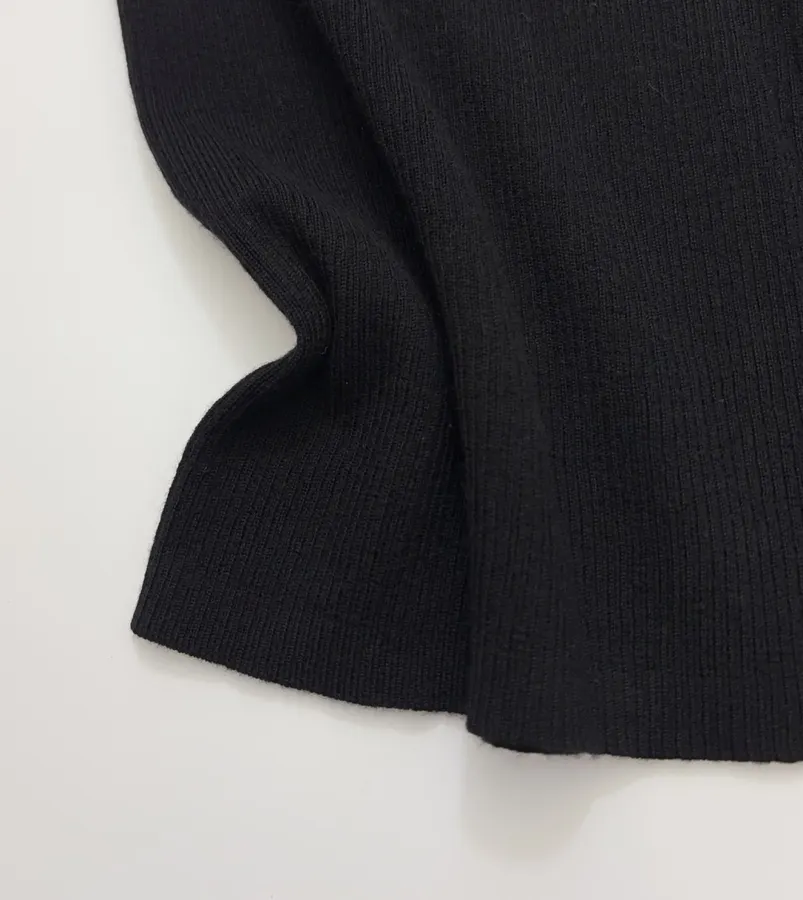 Black Mock-Neck Slim-Fit Long-Sleeve Knit Top in Black, product view 09