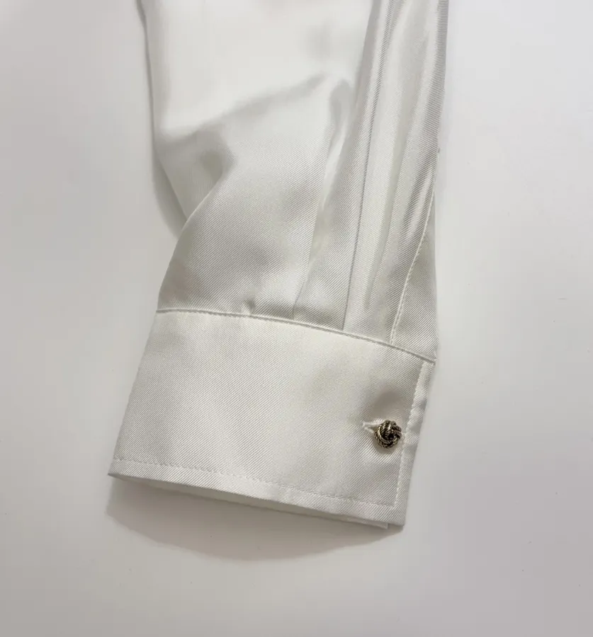 Commute-Ready Lapel Silk Shirt in White, product view 06