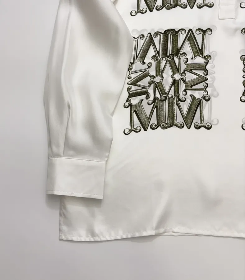 Commute-Ready Lapel Silk Shirt in White, product view 07