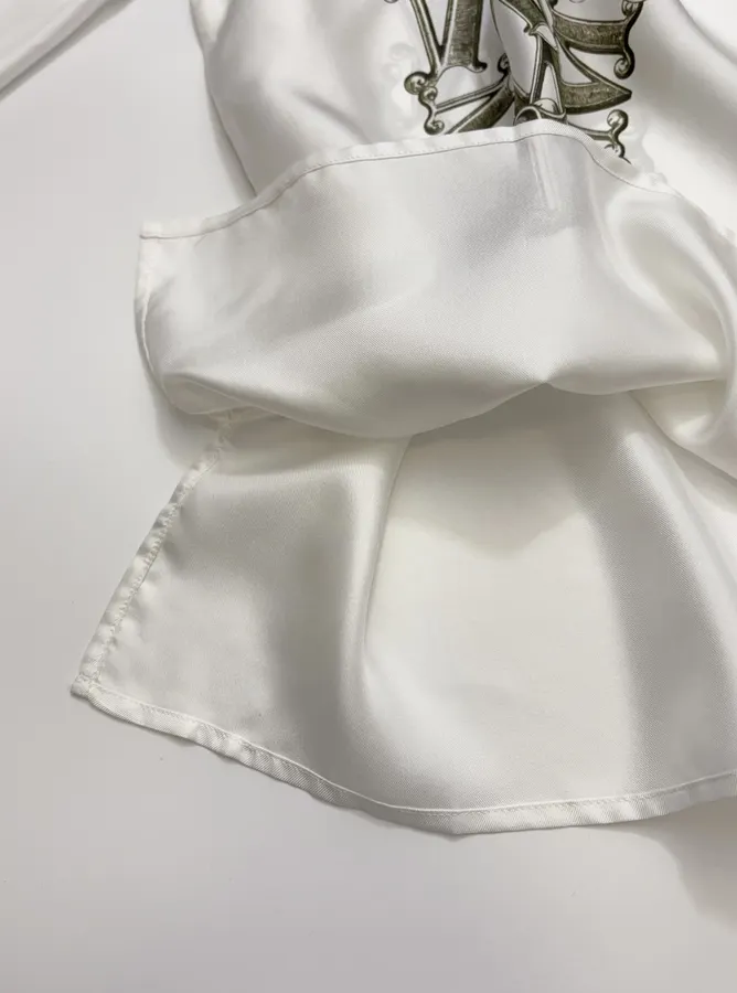 Commute-Ready Lapel Silk Shirt in White, product view 09