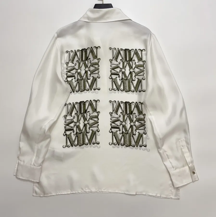Commute-Ready Lapel Silk Shirt in White, product view 11