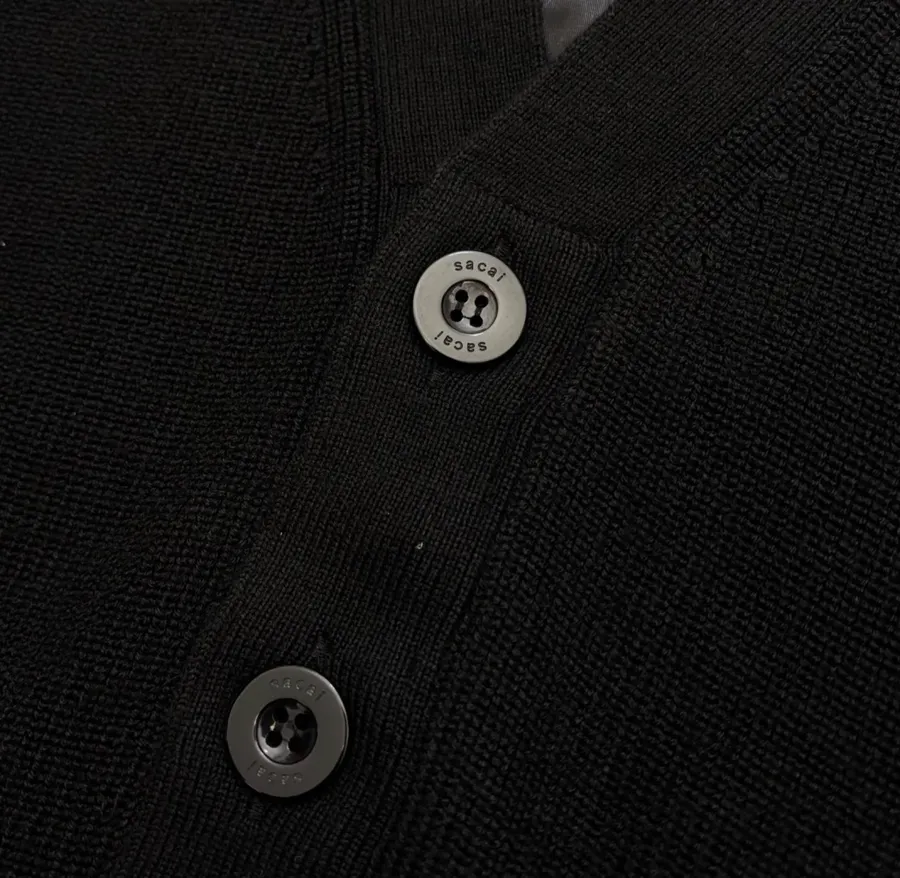 Knitted Patchwork Striped Suit Jacket, Outerwear in Black, product view 04