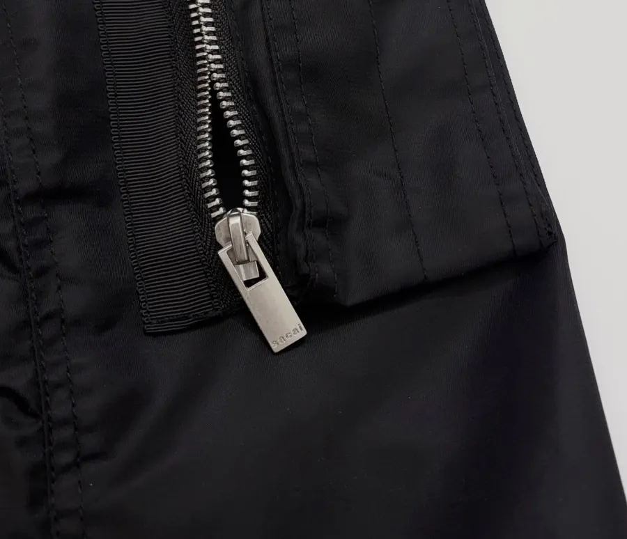 Industrial Patchwork Quilted Double-Sided Zipper Stand-Collar Jacket, Outerwear in Black, product view 06
