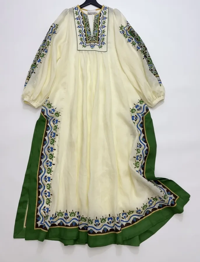 Printed Long Top-Style Dress in Cream, product view 02