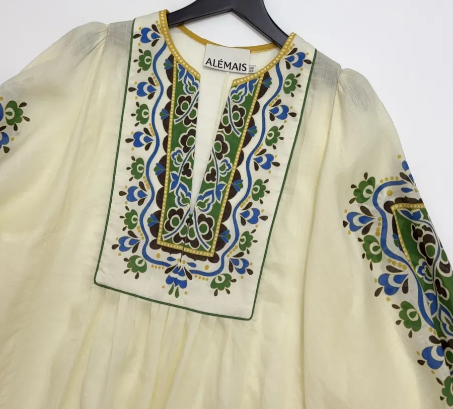 Printed Long Top-Style Dress in Cream, product view 03