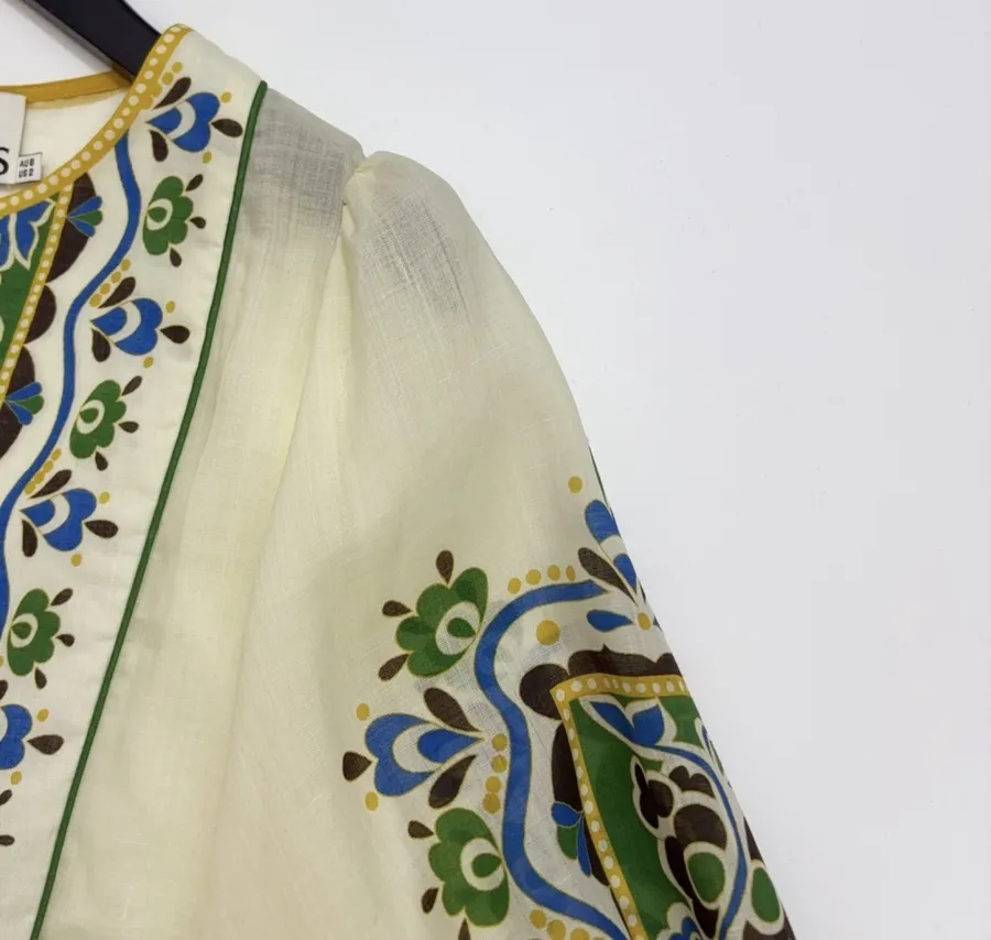 Printed Long Top-Style Dress in Cream, product view 04