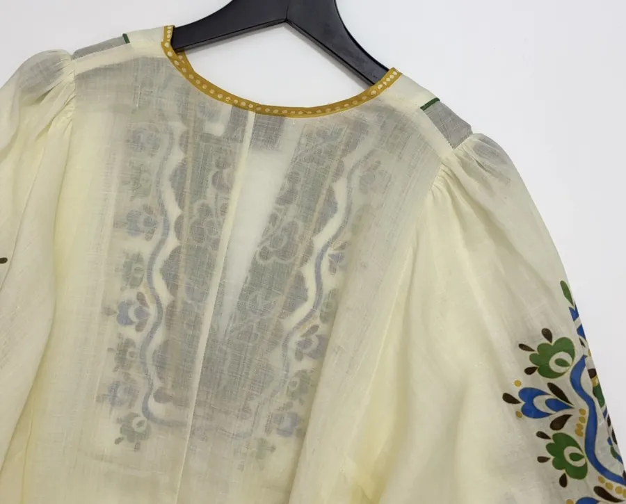 Printed Long Top-Style Dress in Cream, product view 19