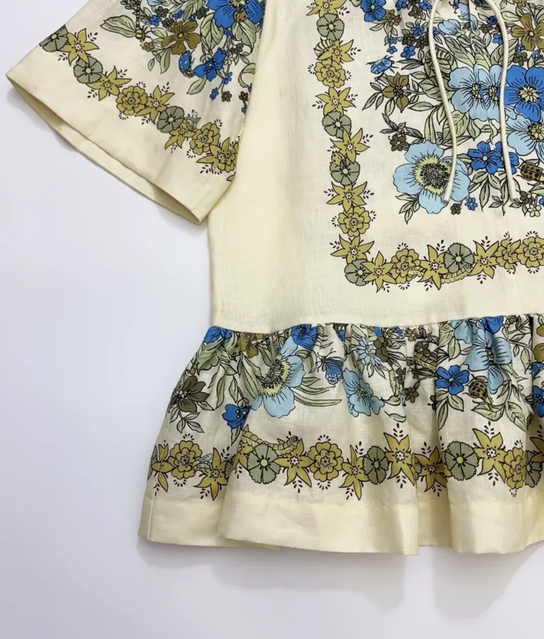 Linen Mini Dress in Cream, product view 09