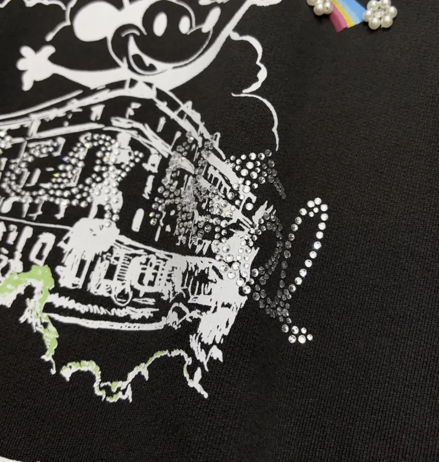Niche Mickey Mouse Graffiti Pendant, Loose Pullover Sweatshirt in Black, product view 06