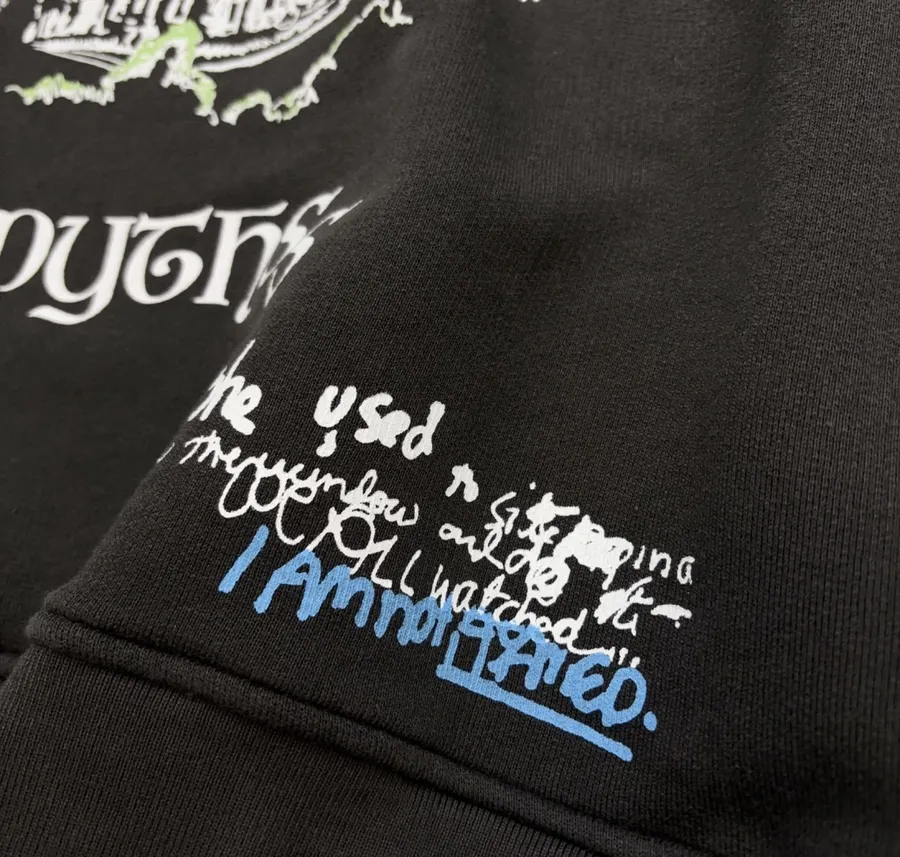 Niche Mickey Mouse Graffiti Pendant, Loose Pullover Sweatshirt in Black, product view 08
