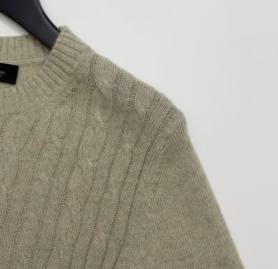 Round-Neck Knitted Short-Sleeve Top in Oatmeal, product view 03