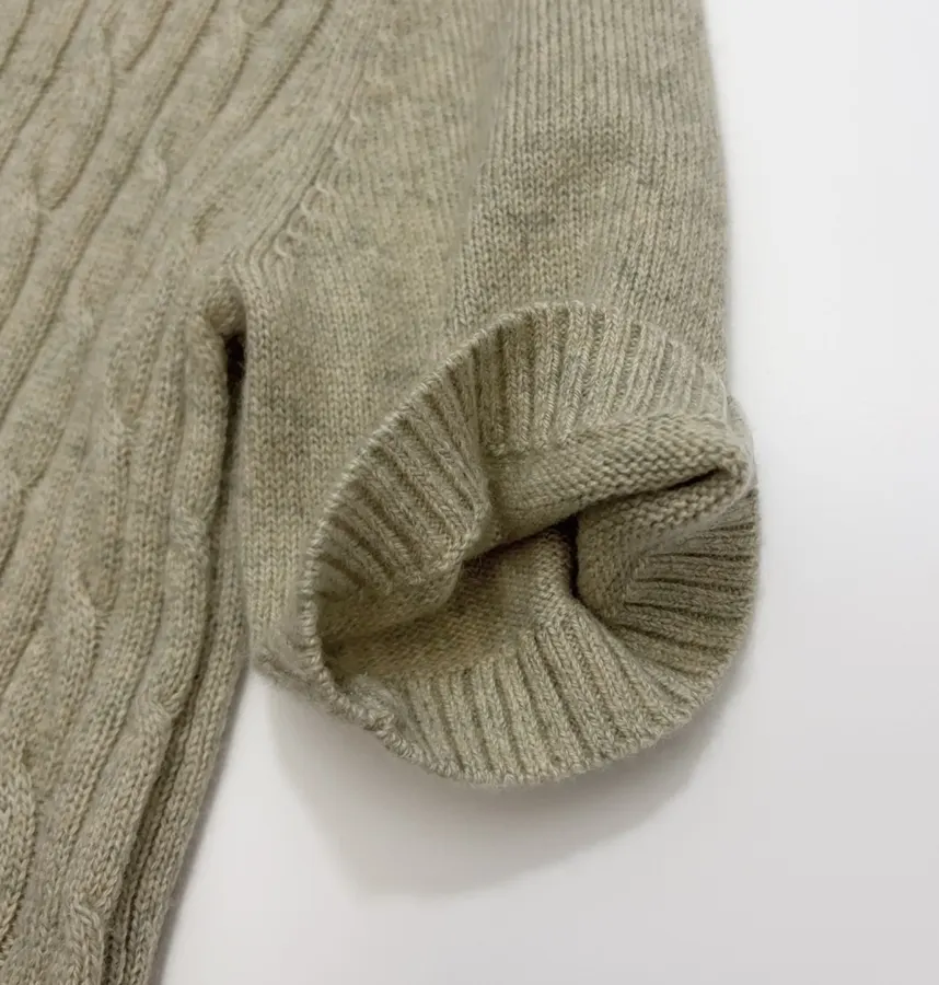 Round-Neck Knitted Short-Sleeve Top in Oatmeal, product view 05