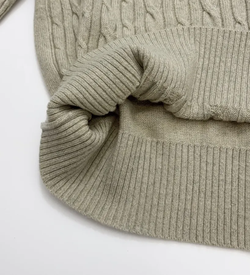 Round-Neck Knitted Short-Sleeve Top in Oatmeal, product view 10