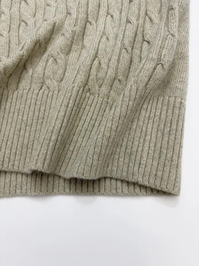 Round-Neck Knitted Short-Sleeve Top in Oatmeal, product view 12