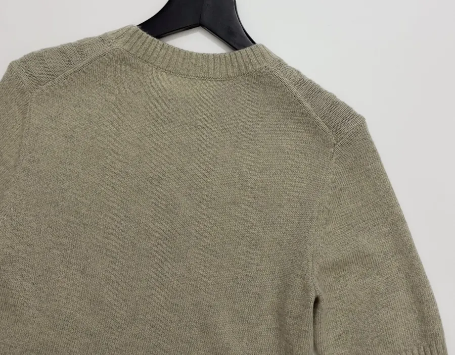 Round-Neck Knitted Short-Sleeve Top in Oatmeal, product view 14