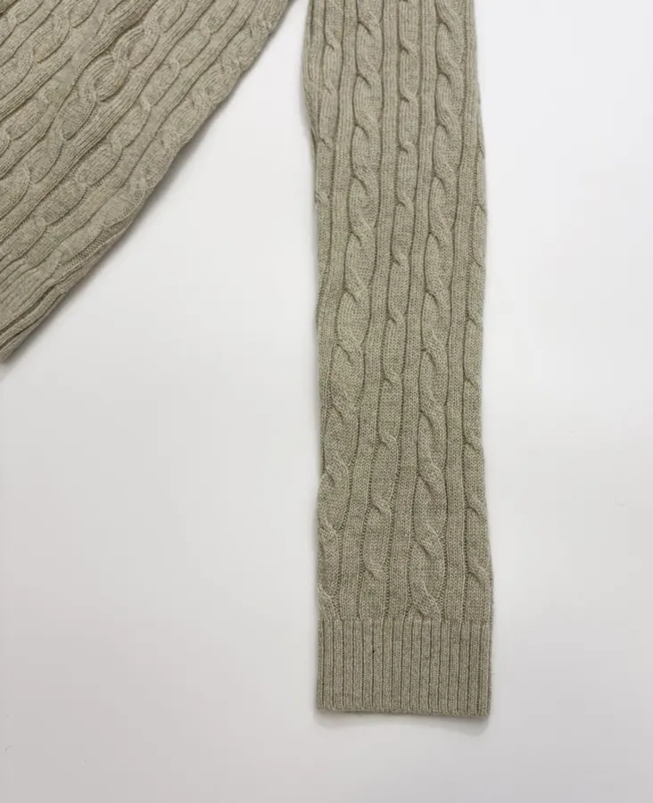 V-Neck Knitted Cardigan in Oatmeal, product view 04