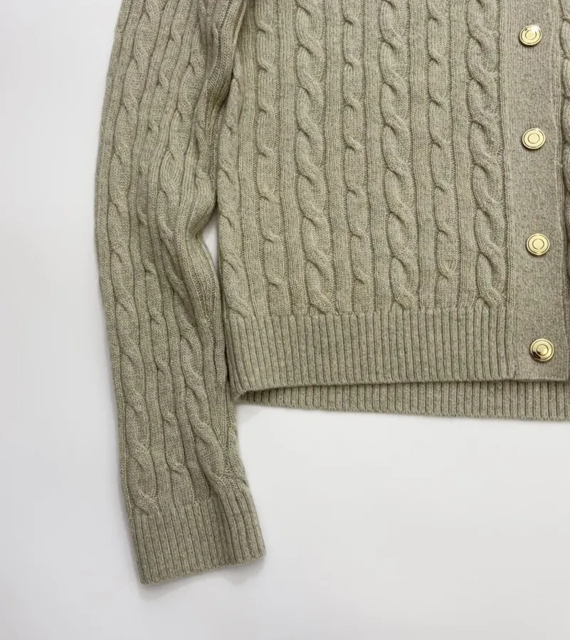 V-Neck Knitted Cardigan in Oatmeal, product view 07