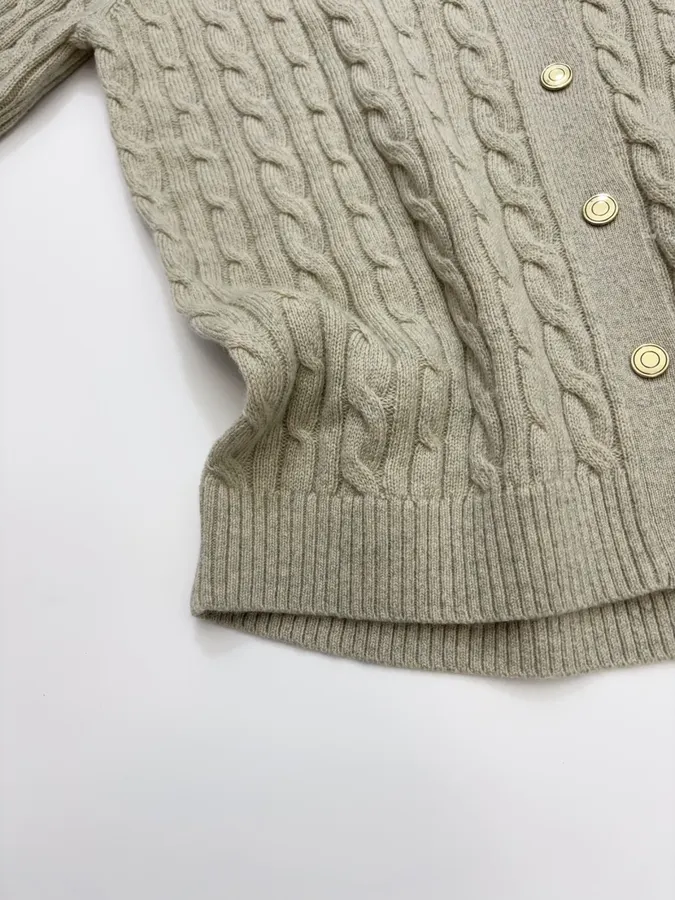 V-Neck Knitted Cardigan in Oatmeal, product view 08
