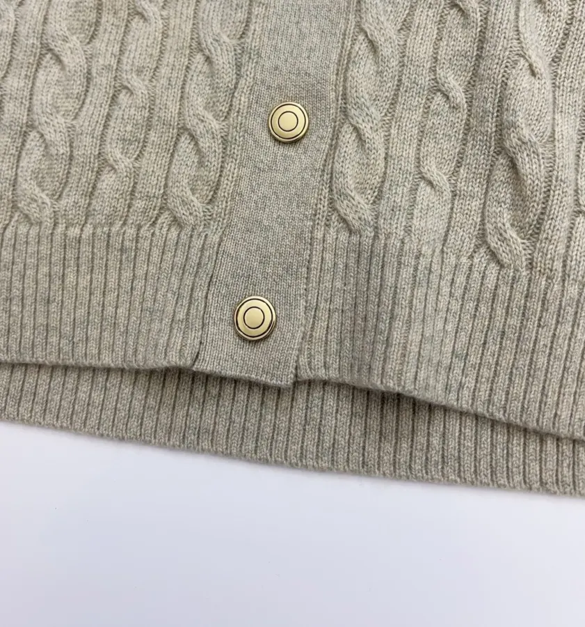 V-Neck Knitted Cardigan in Oatmeal, product view 11