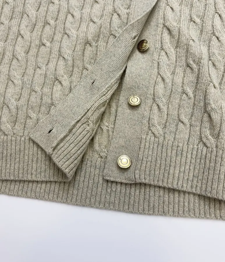 V-Neck Knitted Cardigan in Oatmeal, product view 12