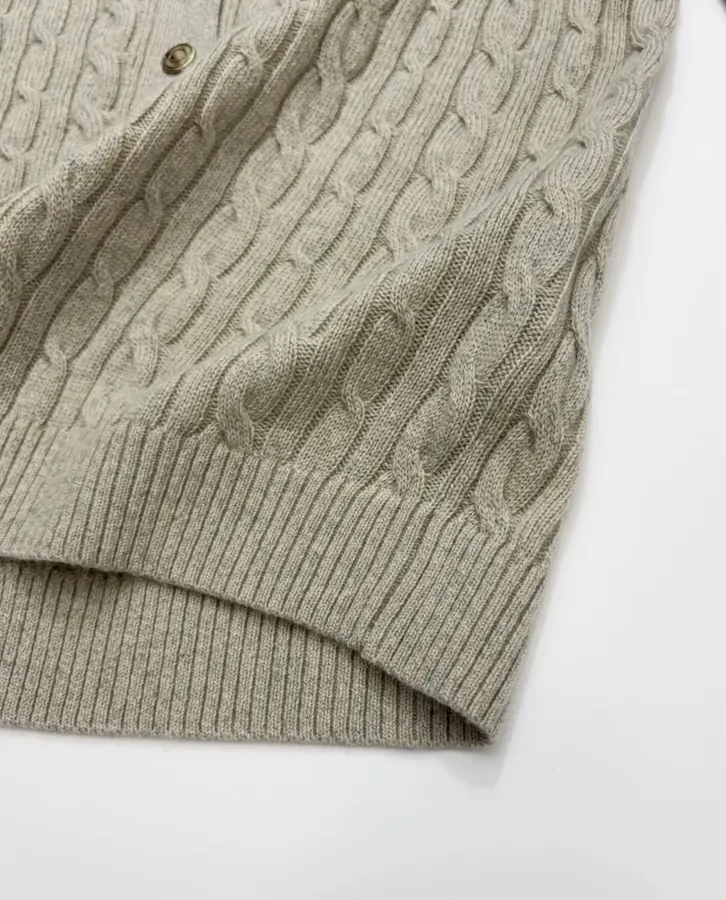 V-Neck Knitted Cardigan in Oatmeal, product view 13