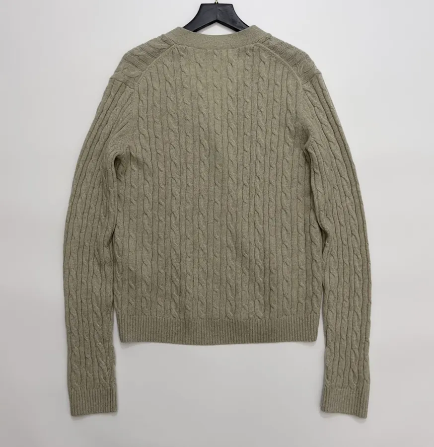 V-Neck Knitted Cardigan in Oatmeal, product view 14