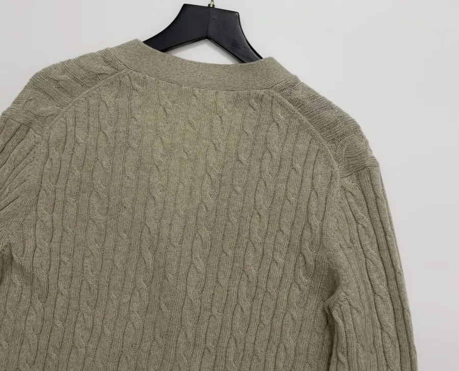 V-Neck Knitted Cardigan in Oatmeal, product view 15