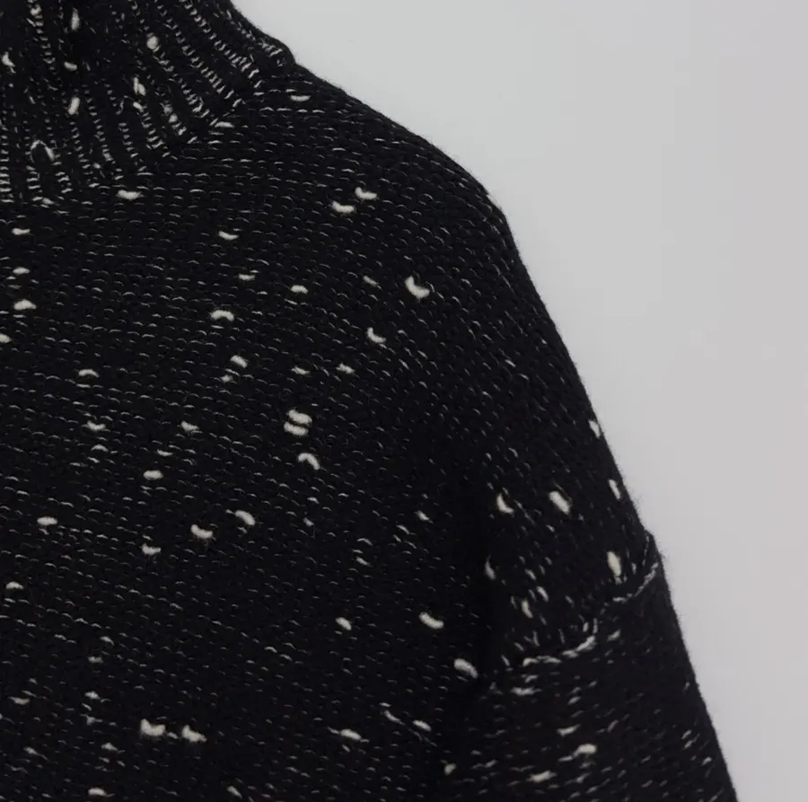 Embellished Half-Zip Stand-Collar Knit Top in Black, product view 04