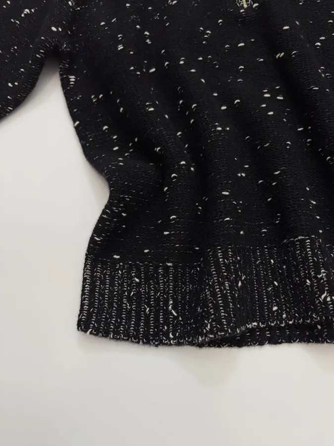 Embellished Half-Zip Stand-Collar Knit Top in Black, product view 09
