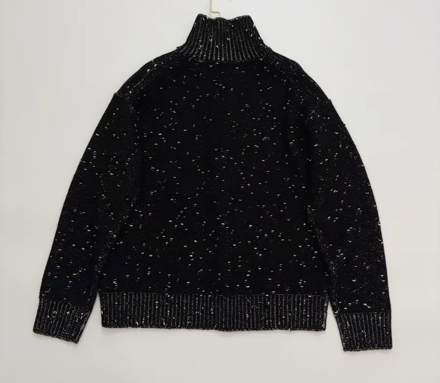 Embellished Half-Zip Stand-Collar Knit Top in Black, product view 15