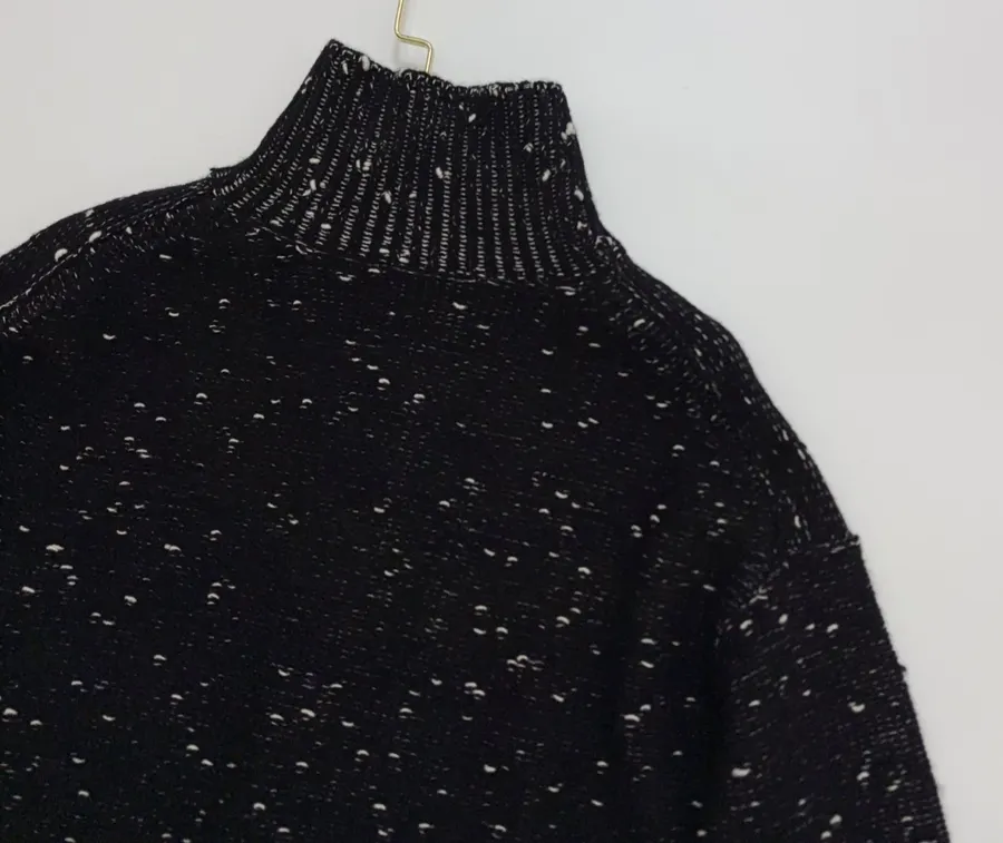 Embellished Half-Zip Stand-Collar Knit Top in Black, product view 16