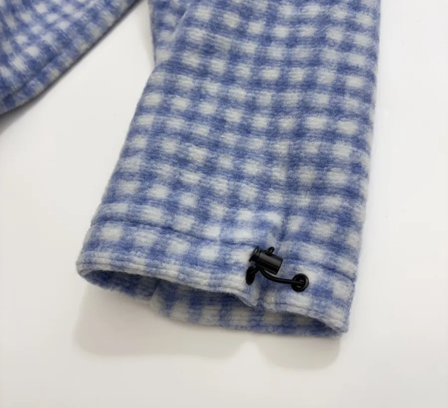 Plaid Loose-Fit Zip-Up Jacket in Blue and White, product view 07