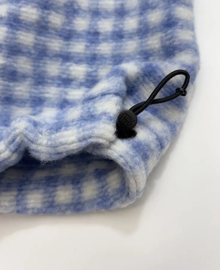 Plaid Loose-Fit Zip-Up Jacket in Blue and White, product view 08