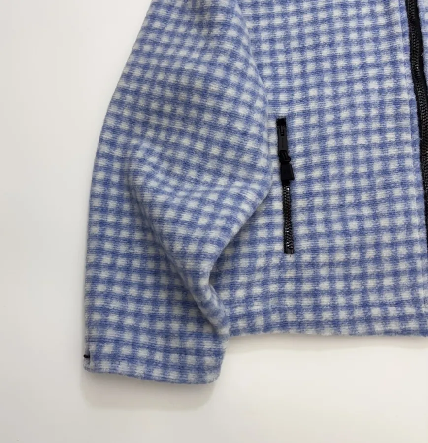 Plaid Loose-Fit Zip-Up Jacket in Blue and White, product view 09