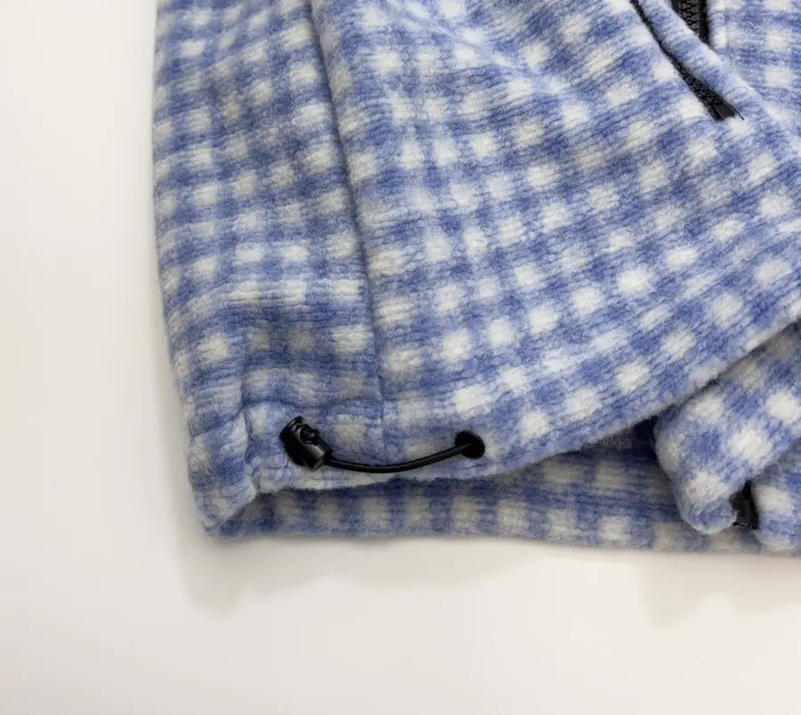 Plaid Loose-Fit Zip-Up Jacket in Blue and White, product view 11
