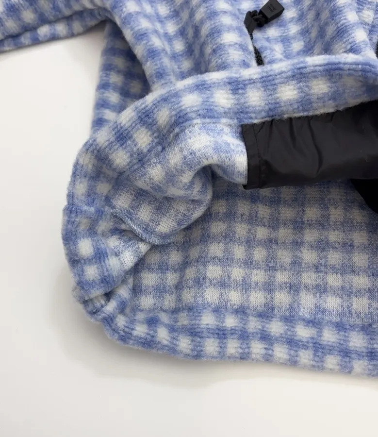 Plaid Loose-Fit Zip-Up Jacket in Blue and White, product view 12