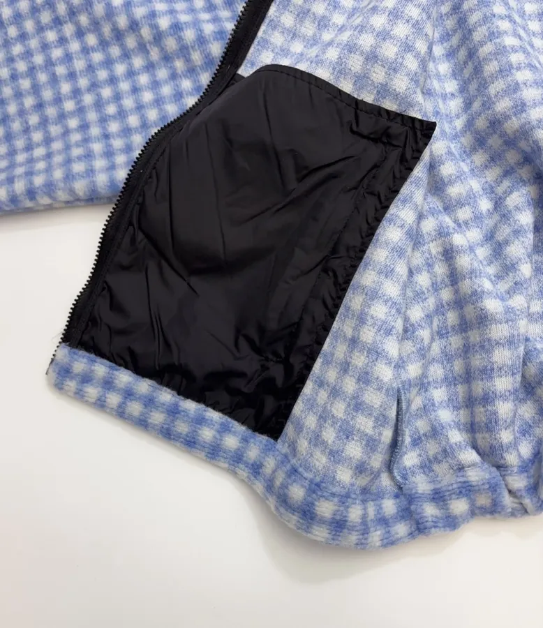 Plaid Loose-Fit Zip-Up Jacket in Blue and White, product view 14