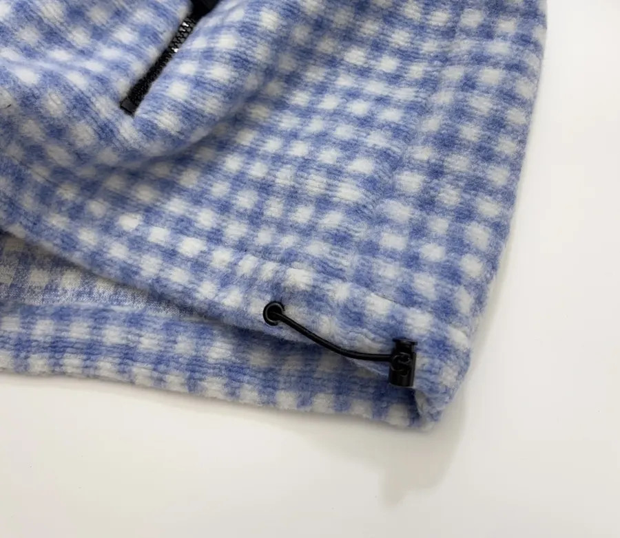 Plaid Loose-Fit Zip-Up Jacket in Blue and White, product view 15