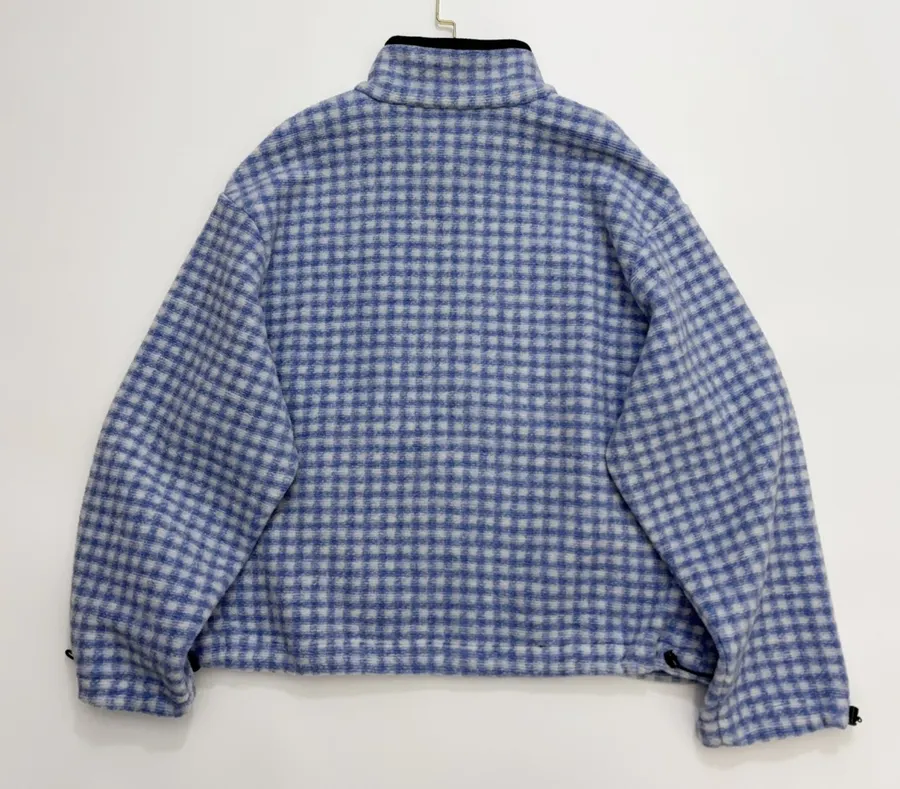 Plaid Loose-Fit Zip-Up Jacket in Blue and White, product view 16