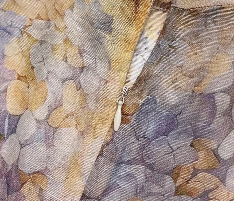 Cream Floral Lace-Trim Mini Dress in Apricot, product view 14
