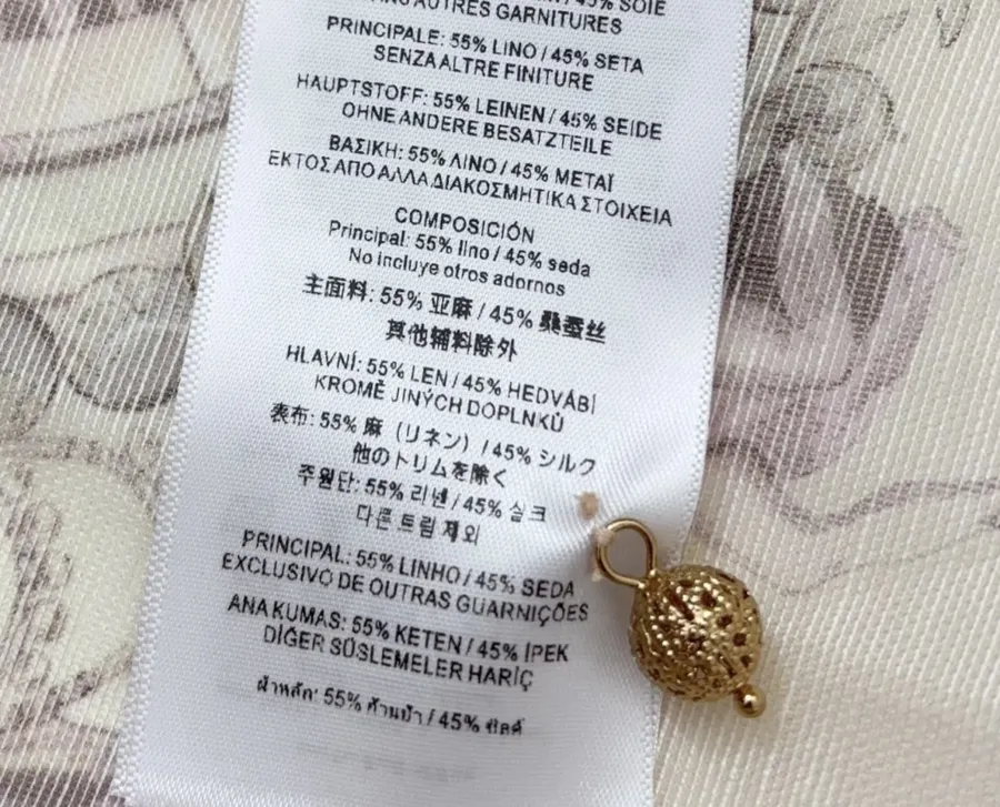 Printed Stand-Collar Lantern-Sleeve Shirt in Beige, product view 13