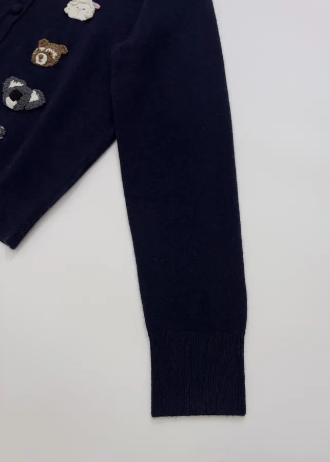 Jacquard Crew-Neck Button Cardigan in Navy, product view 05