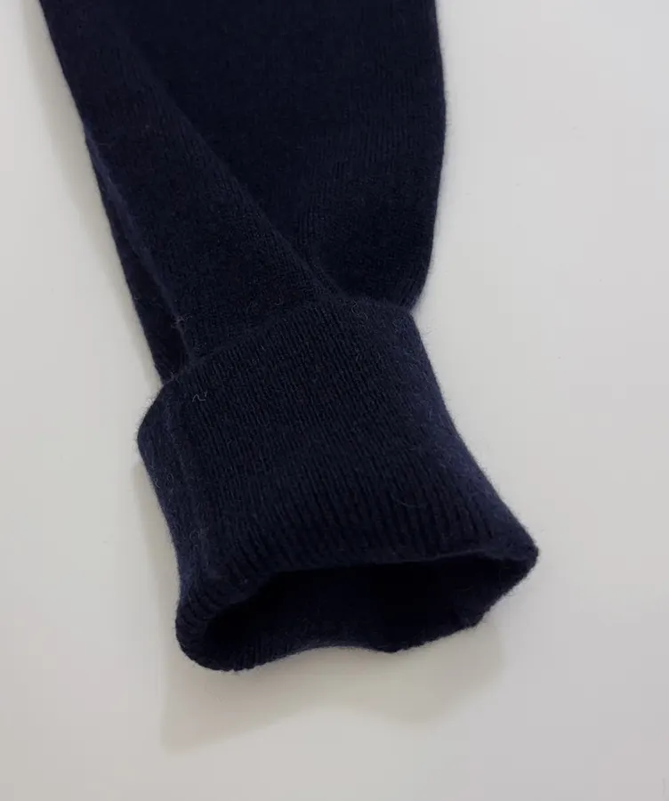 Jacquard Crew-Neck Button Cardigan in Navy, product view 07